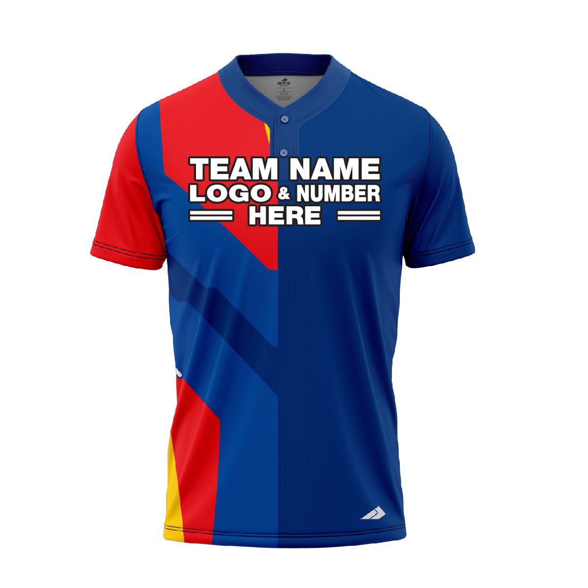 Custom Fully Sublimated Unique Five Pattern Green Blue White Performance Baseball Softball Two Buttons Jersey 16996