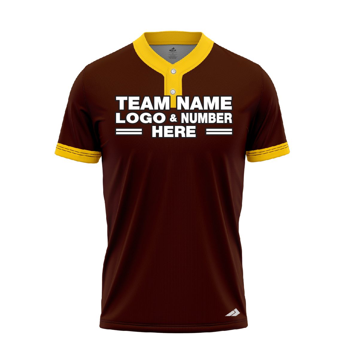 Custom Fully Sublimated Solid Pattern Dark Red Yellow Performance Baseball Softball Two Buttons Jersey 17014