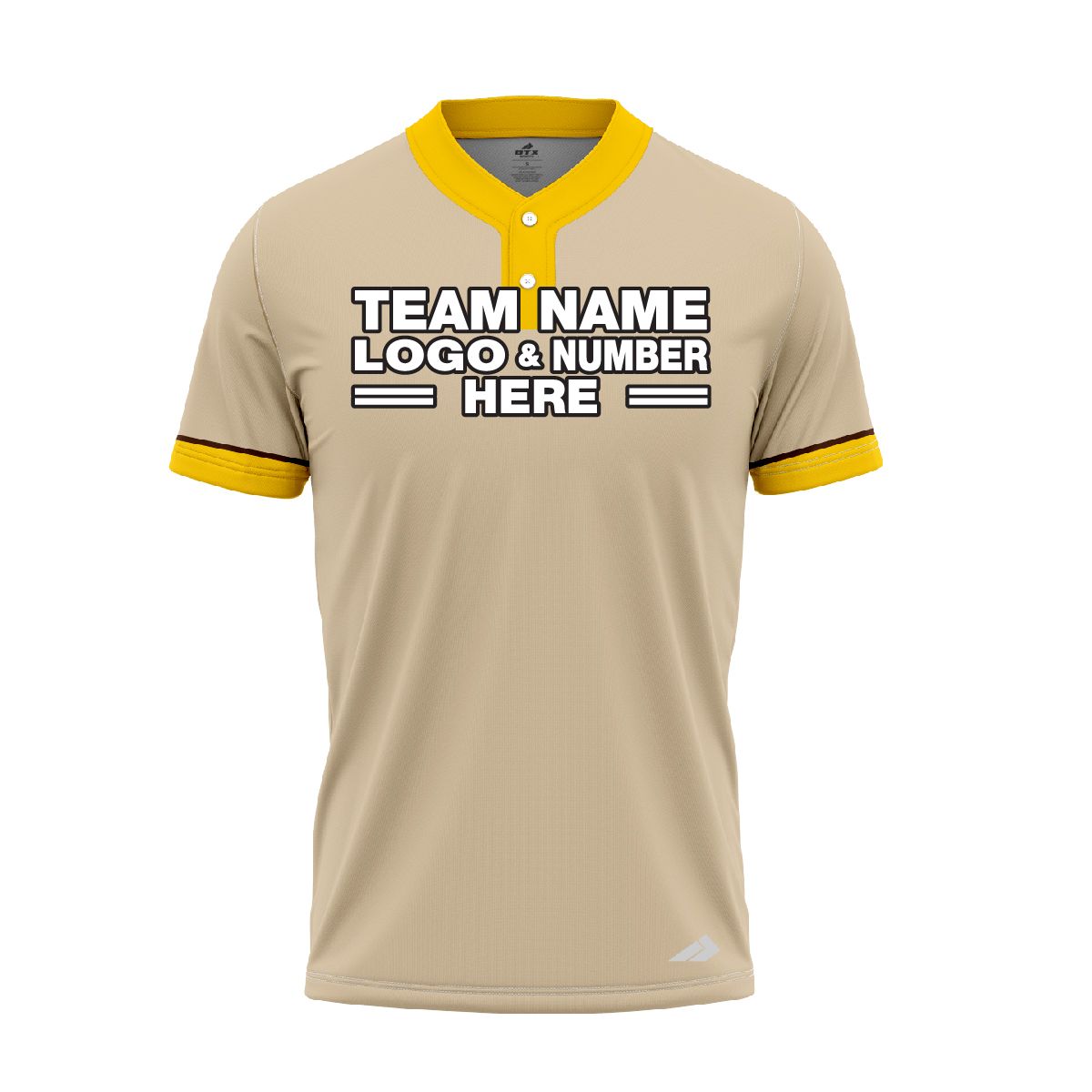 Custom Fully Sublimated Solid Two Pattern Vintage Brown Yellow Performance Baseball Softball Two Buttons Jersey 17016