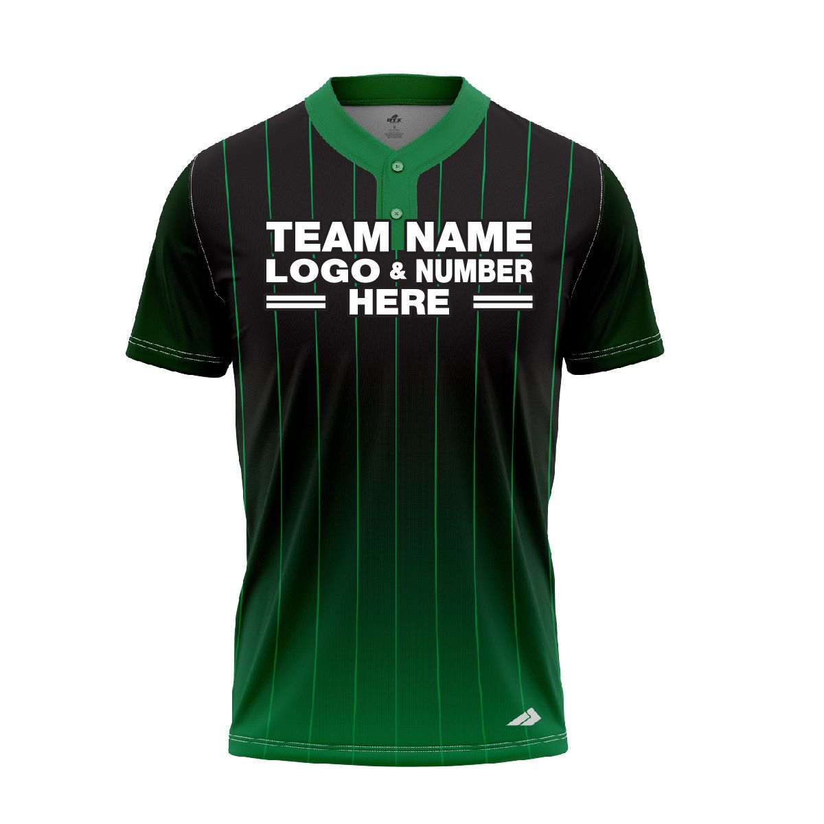 Custom Fully Sublimated Vertical Stripes Faded Pattern Dark Green Performance Baseball Softball Two Buttons Jersey 16952