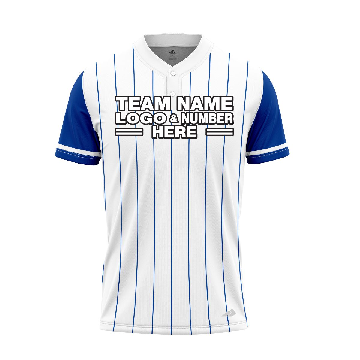 Custom Fully Sublimated Vertical Stripes Seven Pattern White Blue Performance Baseball Softball Two Buttons Jersey 16966