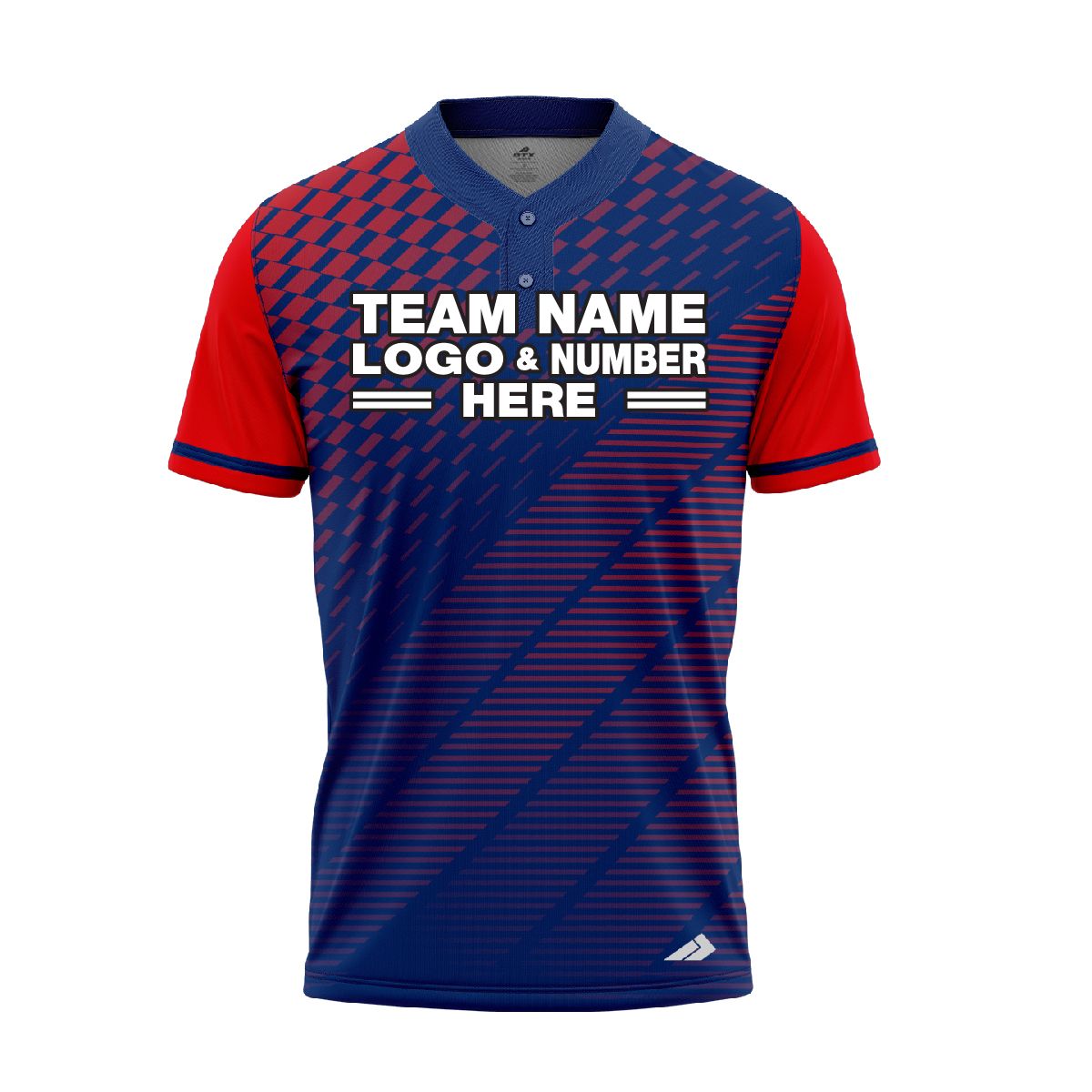 Custom Fully Sublimated Unique Three Pattern Blue Red Performance Baseball Softball Two Buttons Jersey 17034