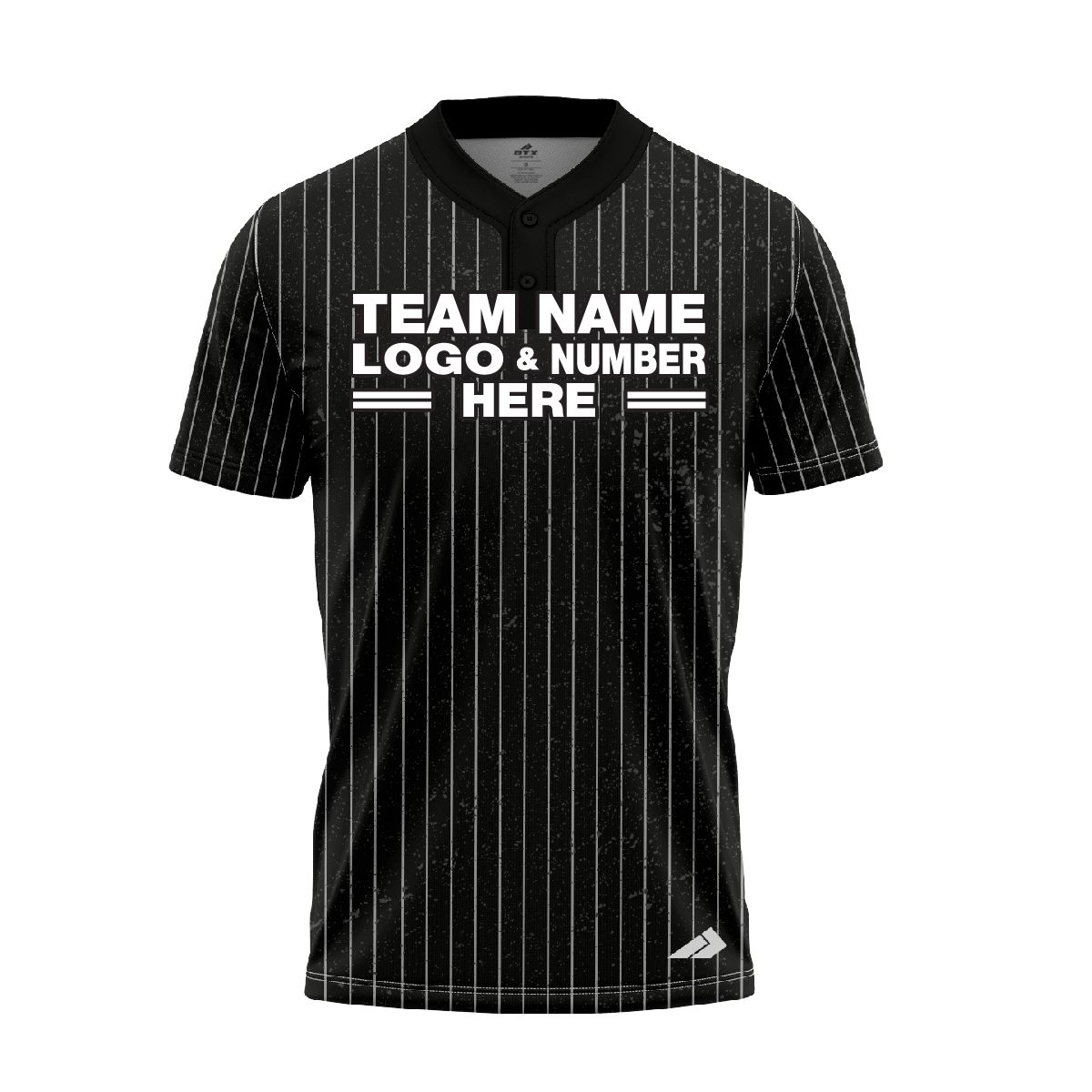 Custom Fully Sublimated Vertical Stripes Three Pattern Black White Performance Baseball Softball Two Buttons Jersey 17066