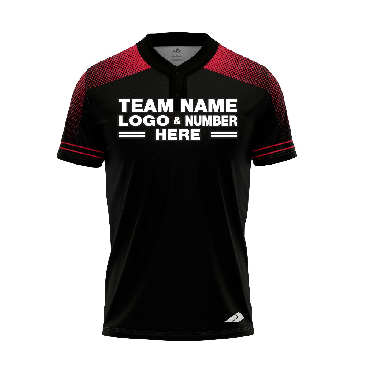 Custom Fully Sublimated Shoulder Stitches Pattern Black Red Performance Baseball Softball Two Buttons Jersey 17070