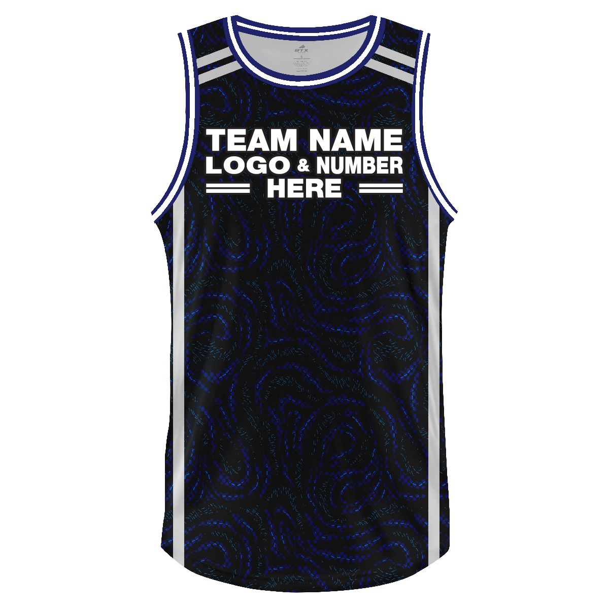 Custom Fully Sublimated Maze Two Pattern Black Dark Blue Performance Basketball Uniform Jersey 18074