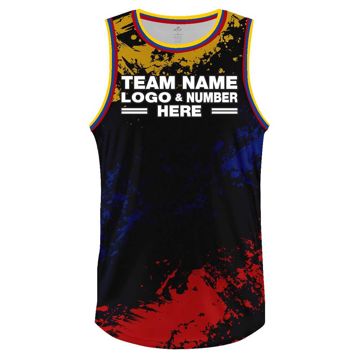 Custom Fully Sublimated Brushes Three Pattern Black Yellow Blue Red Performance Basketball Uniform Jersey 18266