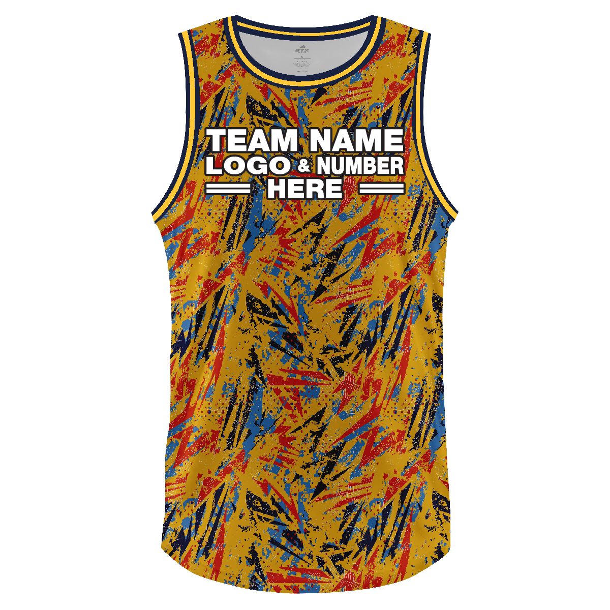 Custom Fully Sublimated Swarm Four Pattern Yellow Blue Red Black Performance Basketball Uniform Jersey 18226