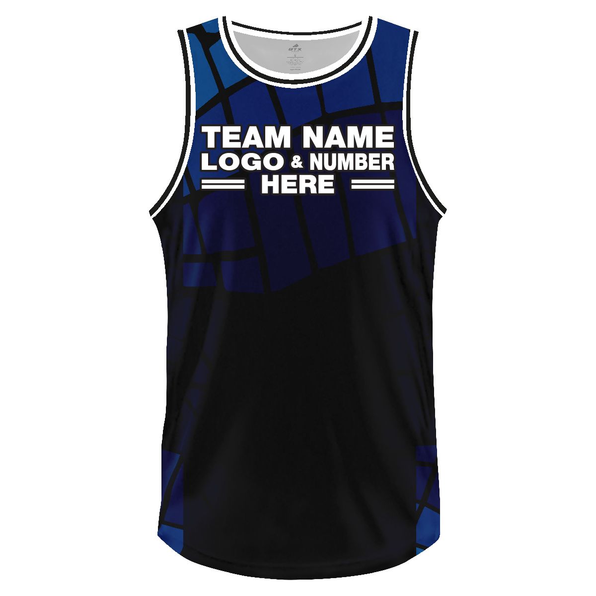 Custom Fully Sublimated Broken Glass Pattern Black Blue Performance Basketball Uniform Jersey 18362
