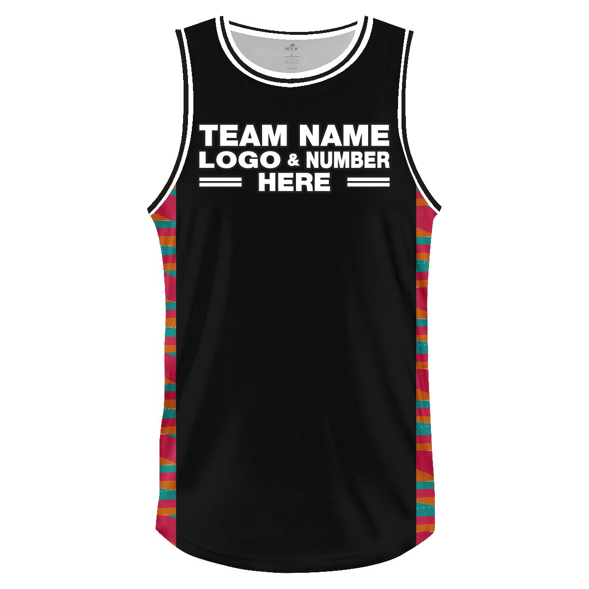 Custom Fully Sublimated Ripped Pattern Black Pink Orange Teal Performance Basketball Uniform Jersey 18376