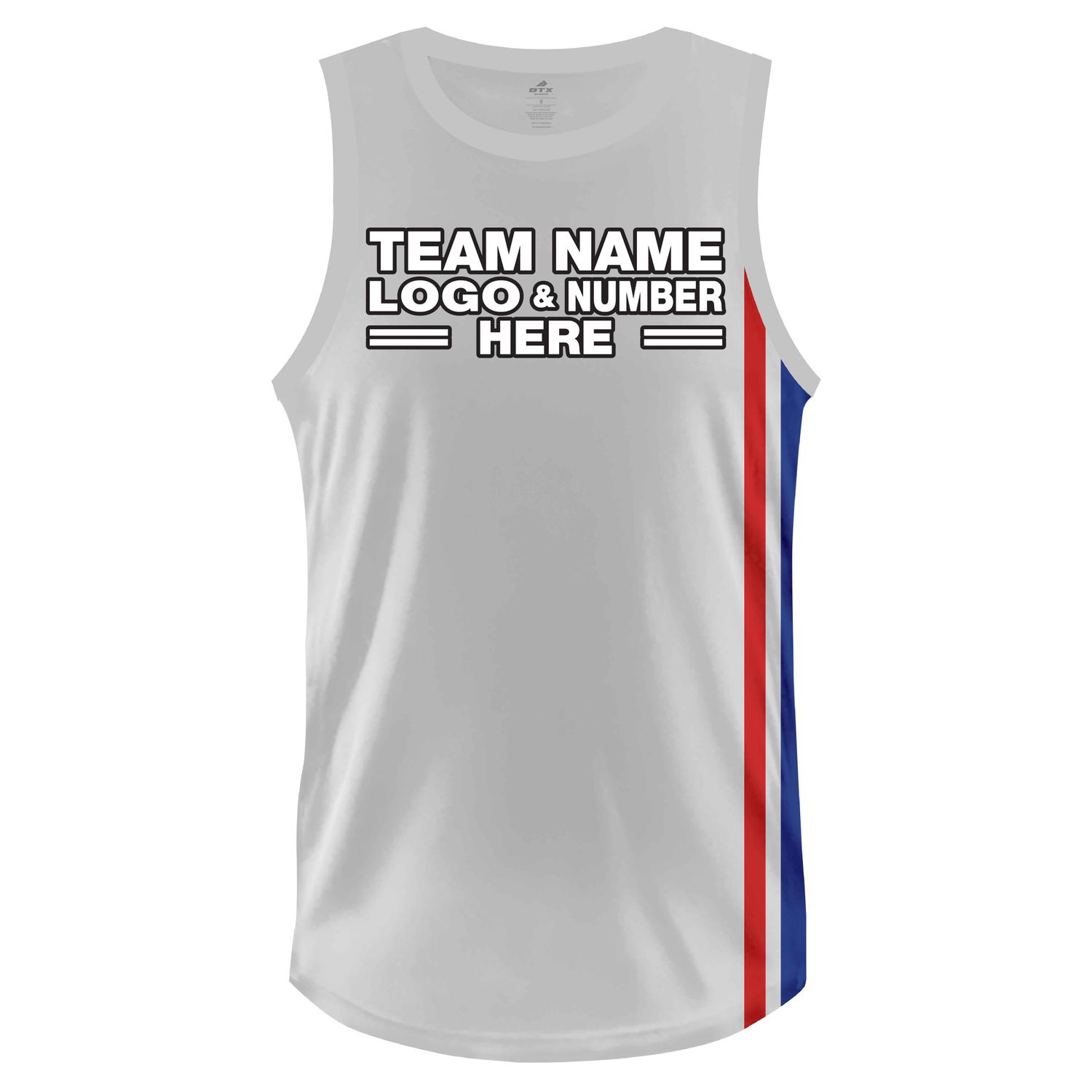 Custom Fully Sublimated Two Stripes on Left Pattern White Red Blue Performance Basketball Uniform Jersey 22967