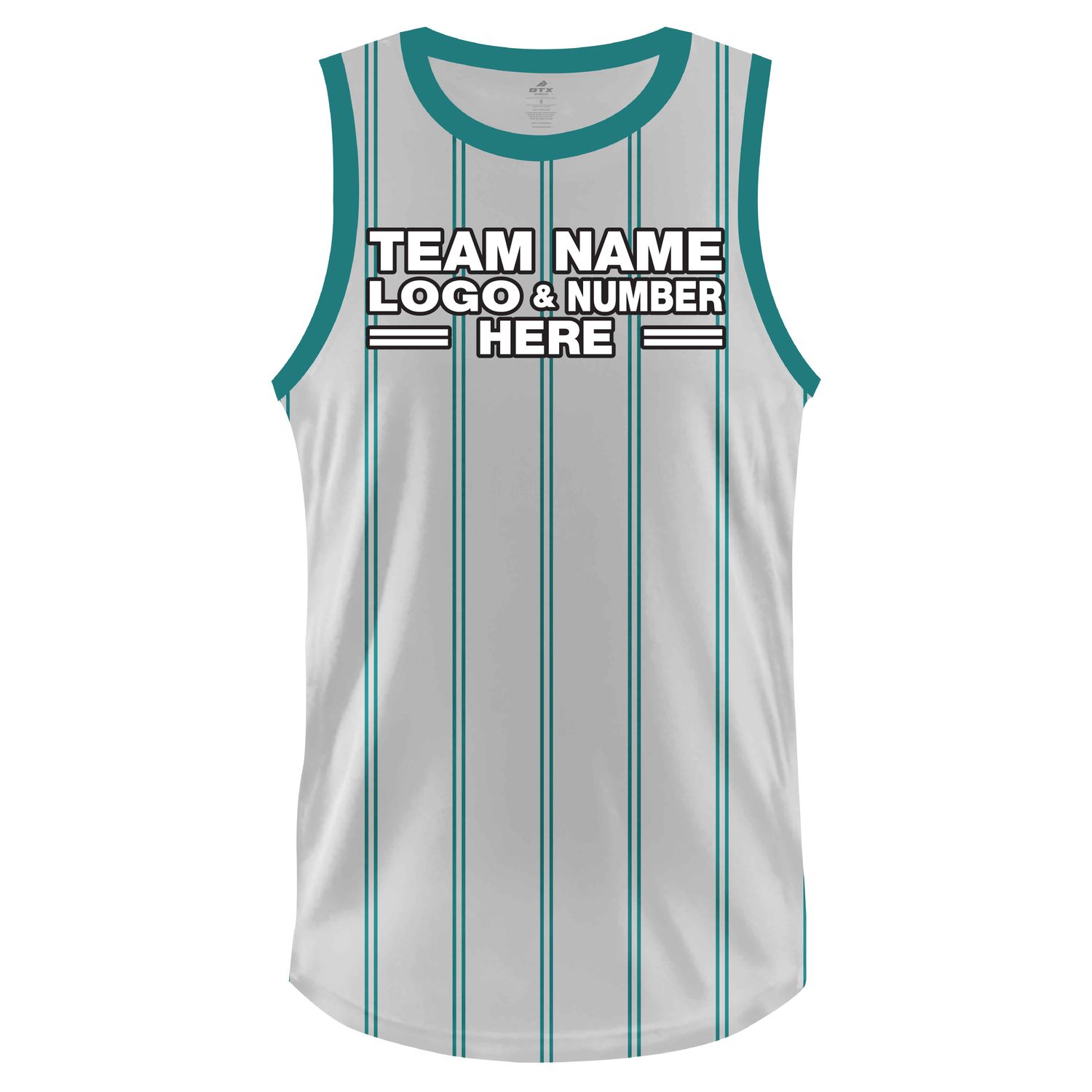 Custom Fully Sublimated Vertical Stripes Three Pattern White Teal Performance Basketball Uniform Jersey 23027