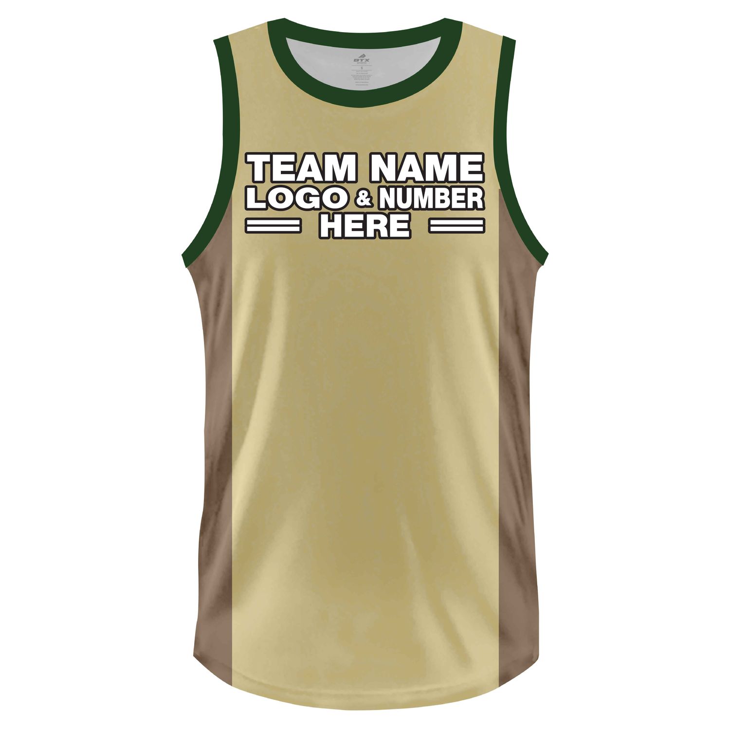 Custom Fully Sublimated Essential Two Pattern Brown Green Performance Basketball Uniform Jersey 22937