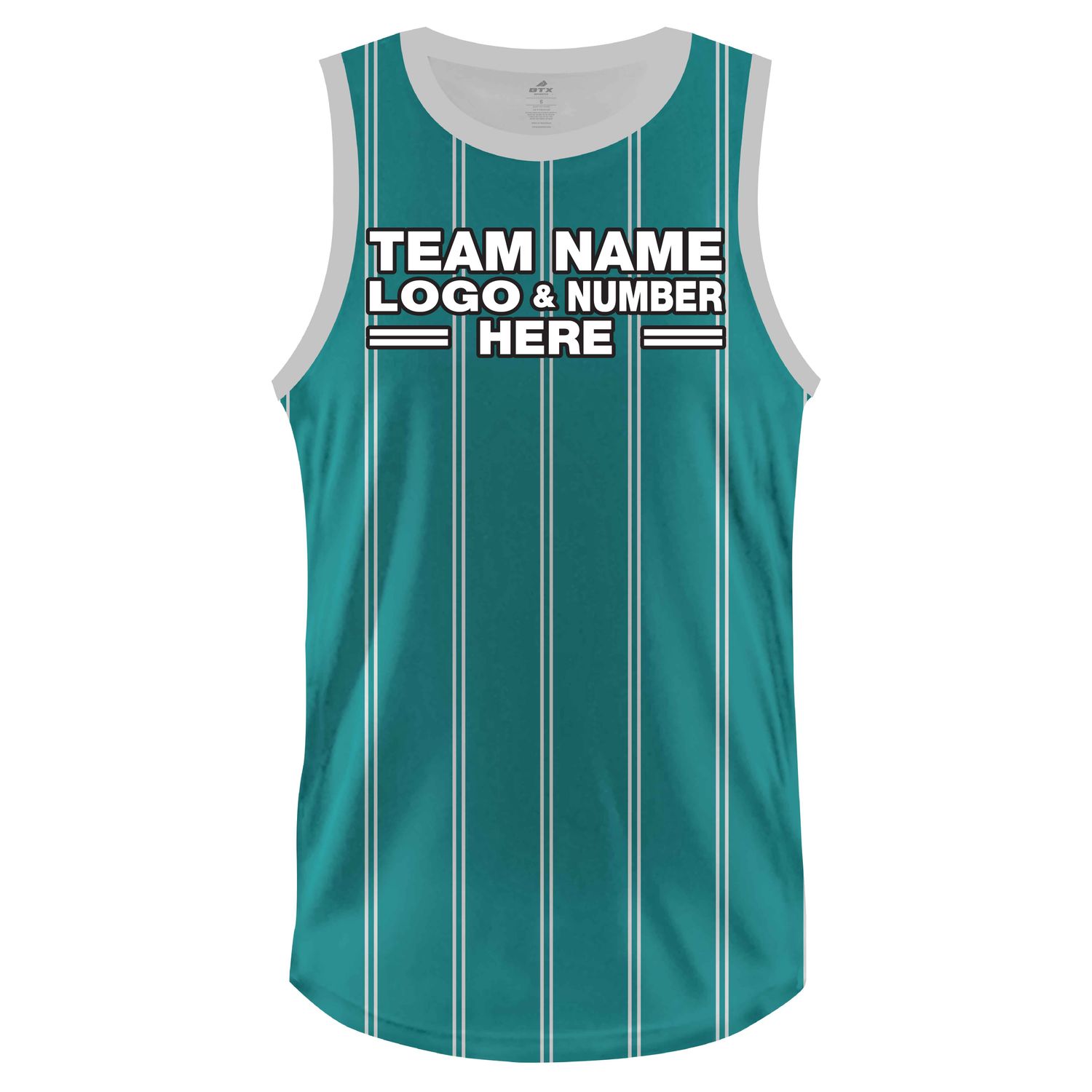 Custom Fully Sublimated Vertical Stripes Pattern Teal White Performance Basketball Uniform Jersey 22987