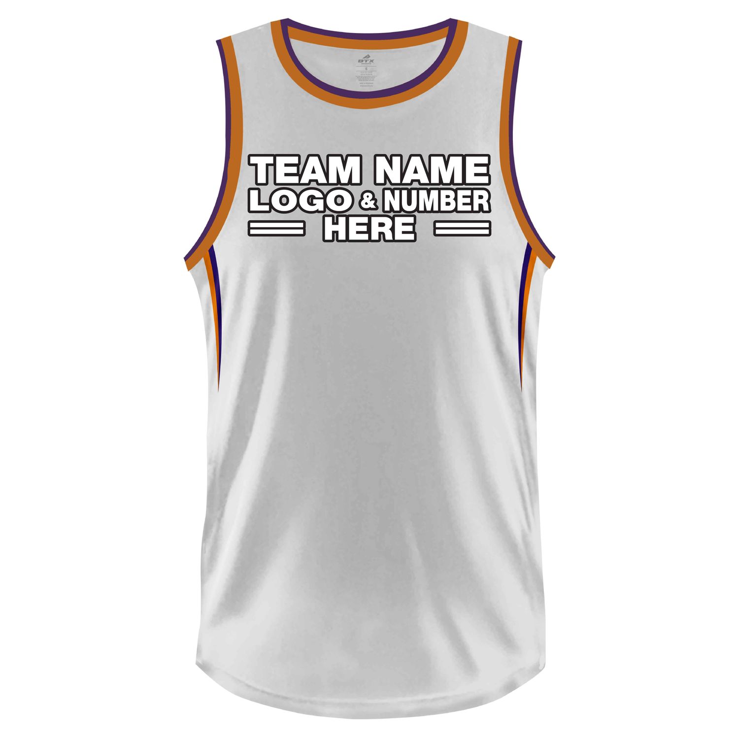 Custom Fully Sublimated Freestyle Pattern White Purple Gold Performance Basketball Uniform Jersey 23257