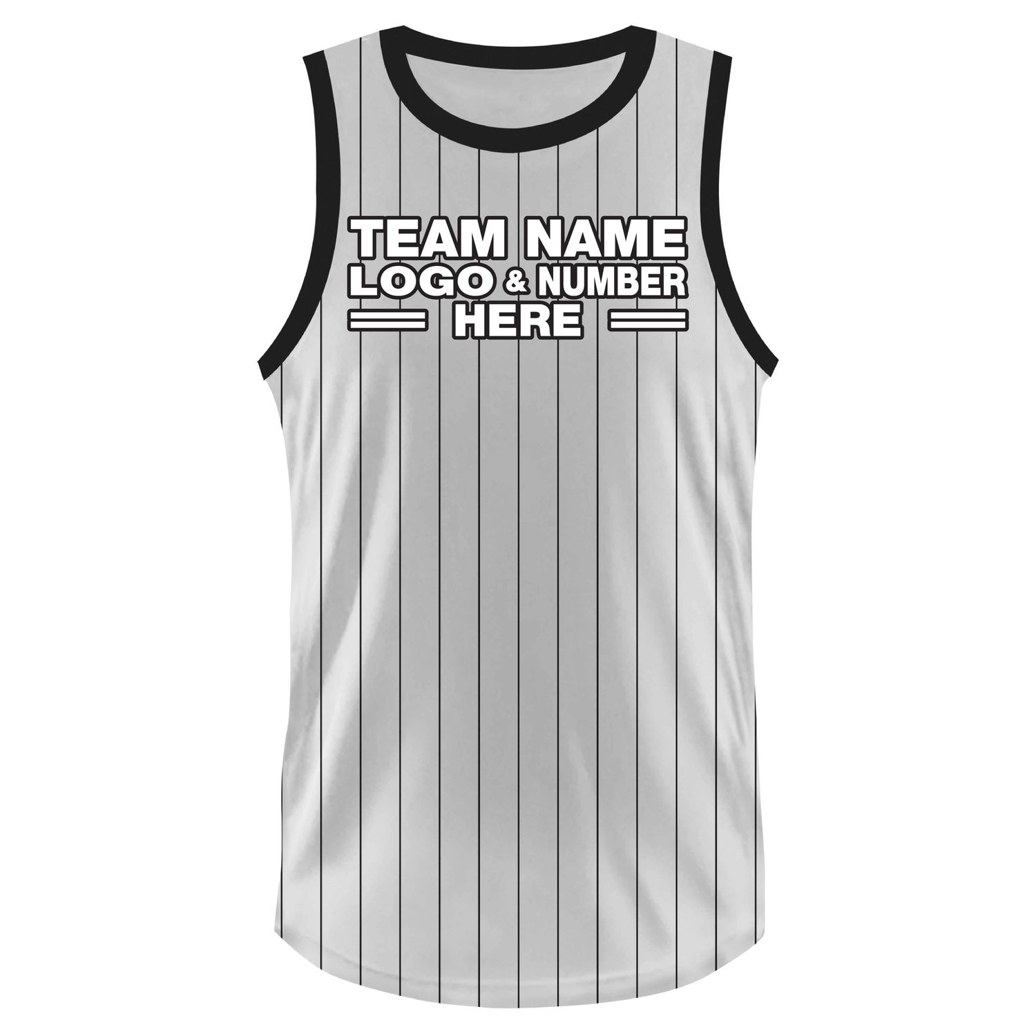 Custom Fully Sublimated Vertical Stripes Seven Pattern White Black Performance Basketball Uniform Jersey 23377