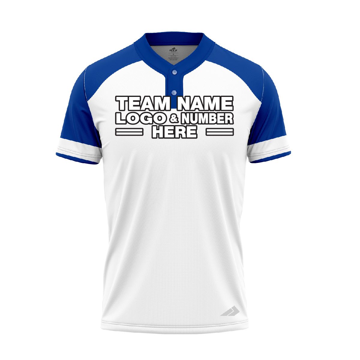 Custom Fully Sublimated Radiant Two Pattern White Blue Performance Baseball Softball Two Buttons Jersey  24442