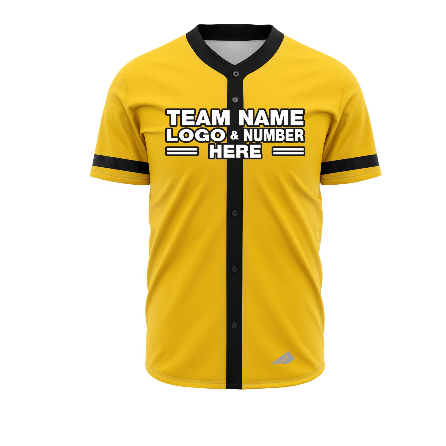 Custom Fully Sublimated Solid Four Pattern Yellow Black Performance Baseball Softball Full Buttons Jersey 25011