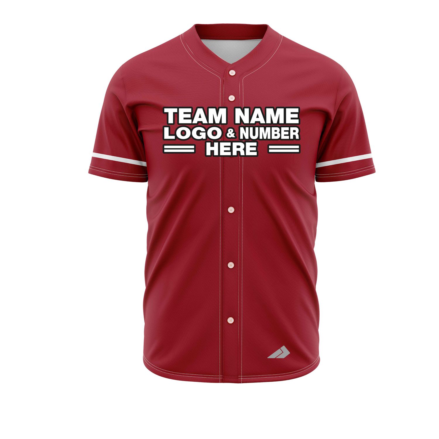Custom Fully Sublimated Solid Seven Pattern Red White Performance Baseball Softball Full Buttons Jersey 25013