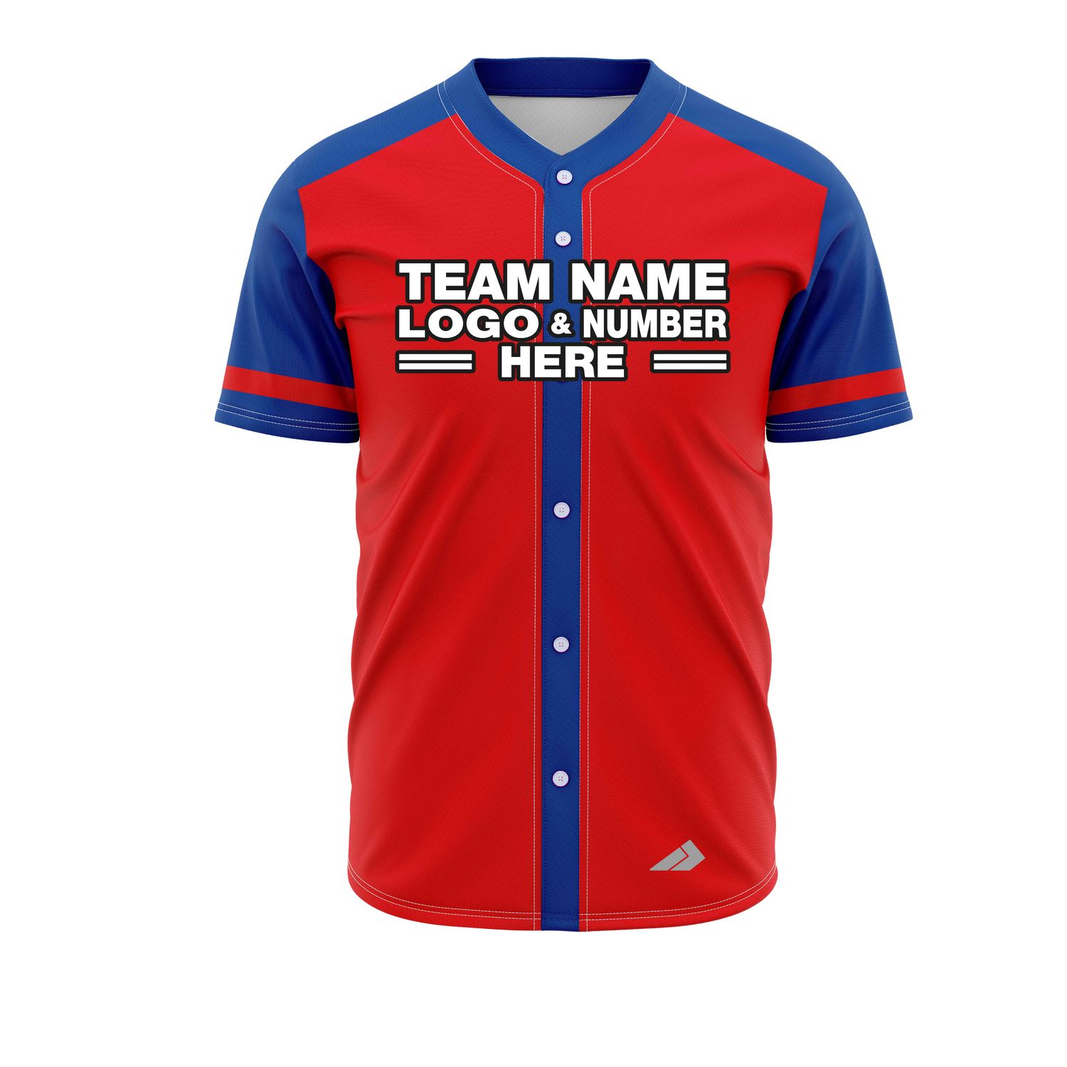 Custom Fully Sublimated Radiant Seven Pattern Red Blue Performance Baseball Softball Full Buttons Jersey 25040