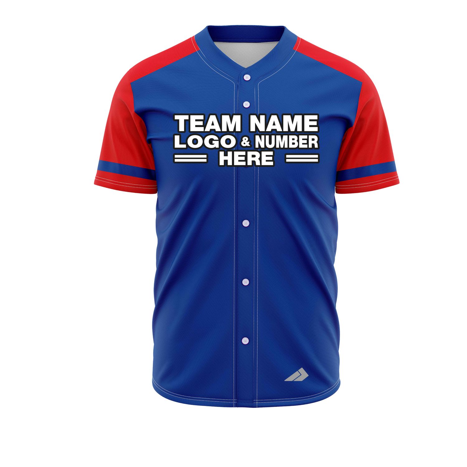 Custom Fully Sublimated Radiant Six Pattern Blue Red Performance Baseball Softball Full Buttons Jersey 25039