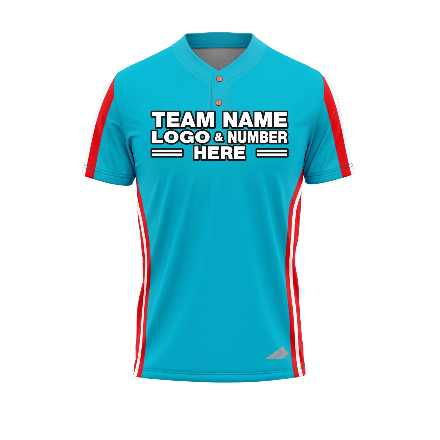 Custom Fully Sublimated Three Stripes Waist Pattern SkyBlue Red White Performance Baseball Softball Two Buttons Jersey 25059