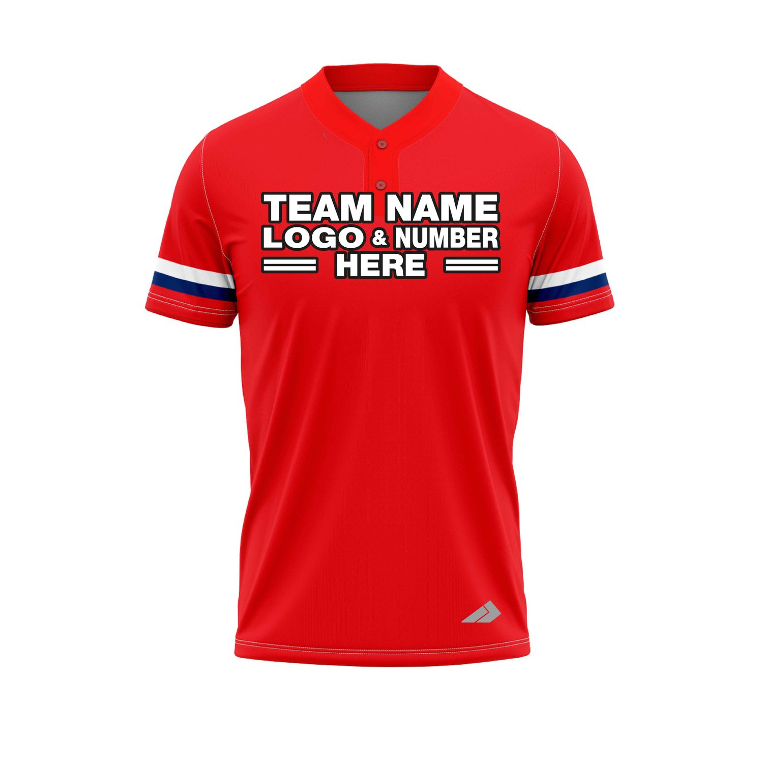 Custom Fully Sublimated Solid Ten Pattern Red Blue White Performance Baseball Softball Two Buttons Jersey 25072