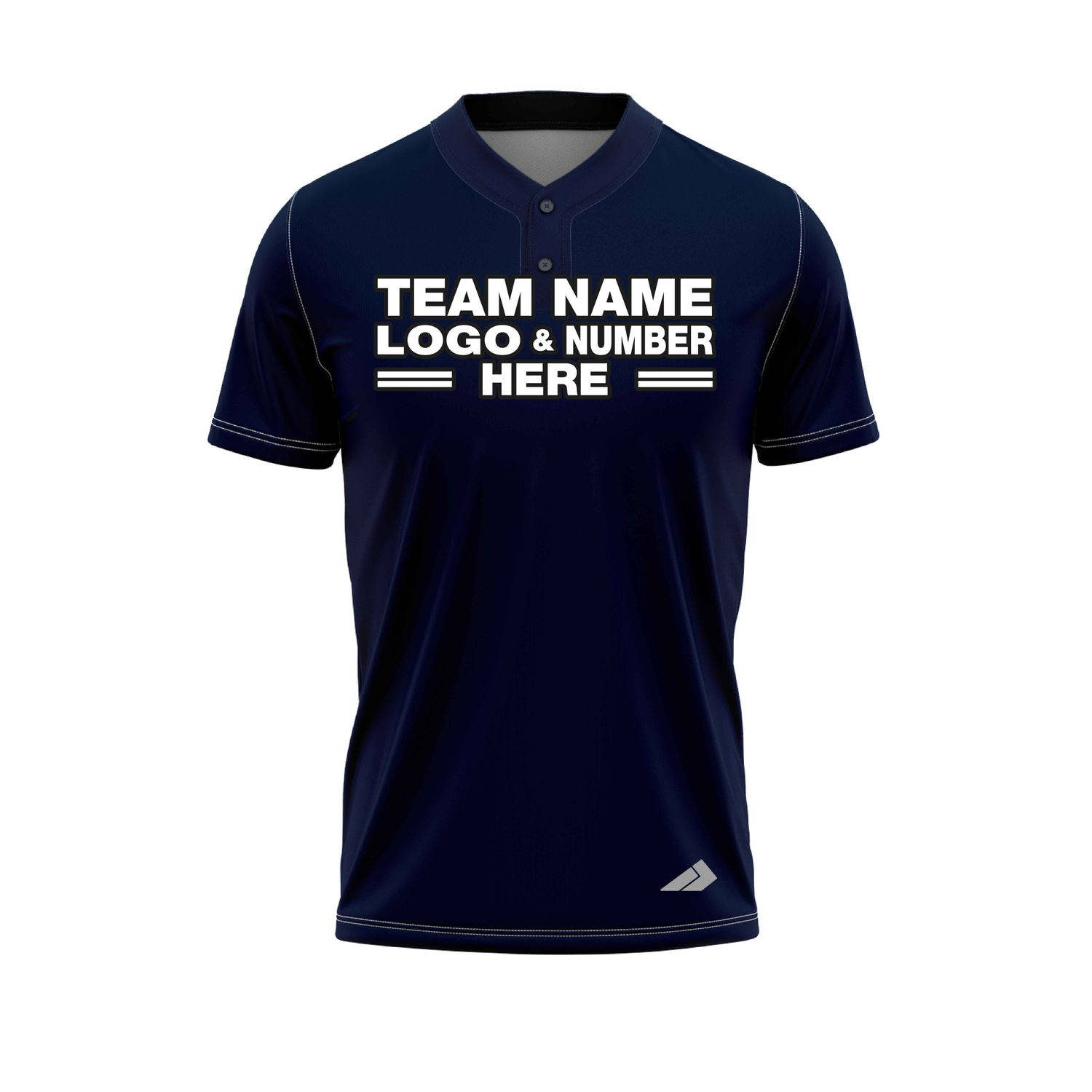 Custom Fully Sublimated Strong Pattern Dark Blue Performance Baseball Softball Two Buttons Jersey 25073