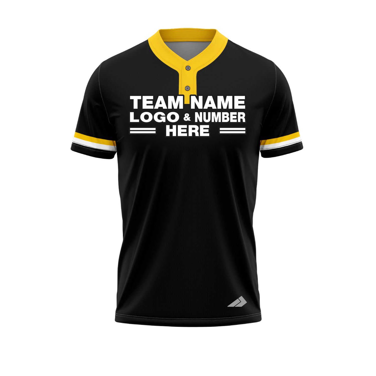 Custom Fully Sublimated Solid Five Pattern Black Yellow White Performance Baseball Softball Two Buttons Jersey 25057 Custom Fully Sublimated Solid Five Pattern Black Yellow White Performance Baseball Softball Two Buttons Jersey 25057
