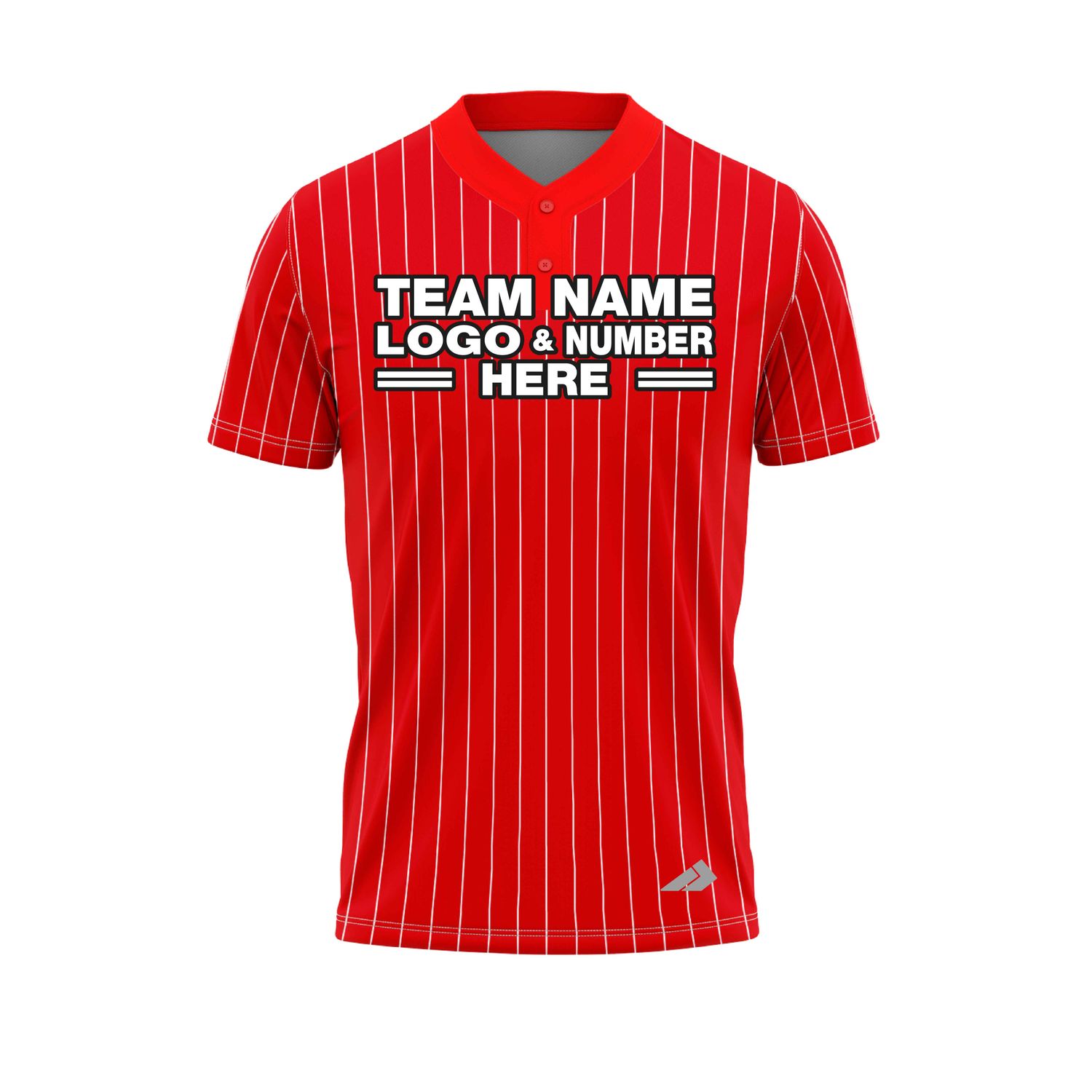 Custom Fully Sublimated Vertical Stripes Nine Pattern Red White Performance Baseball Softball Two Buttons Jersey 25066