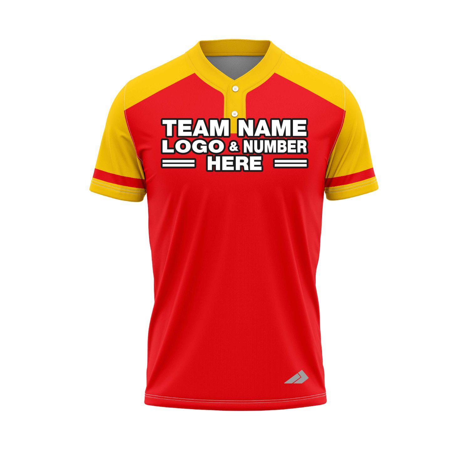 Custom Fully Sublimated Radiant Nine Pattern Red Yellow Performance Baseball Softball Two Buttons Jersey 25086