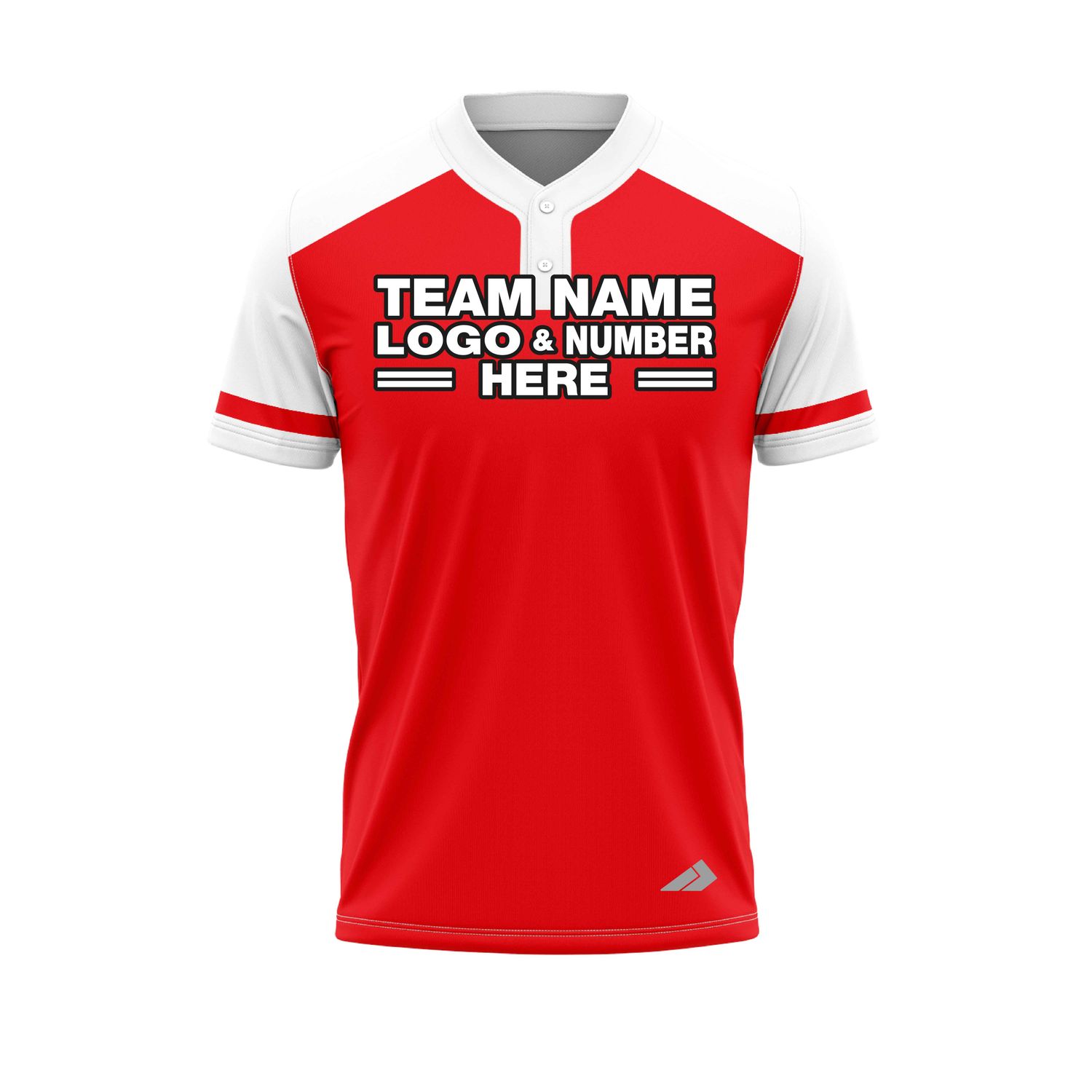 Custom Fully Sublimated Radiant Ten Pattern Red White Performance Baseball Softball Two Buttons Jersey 25087