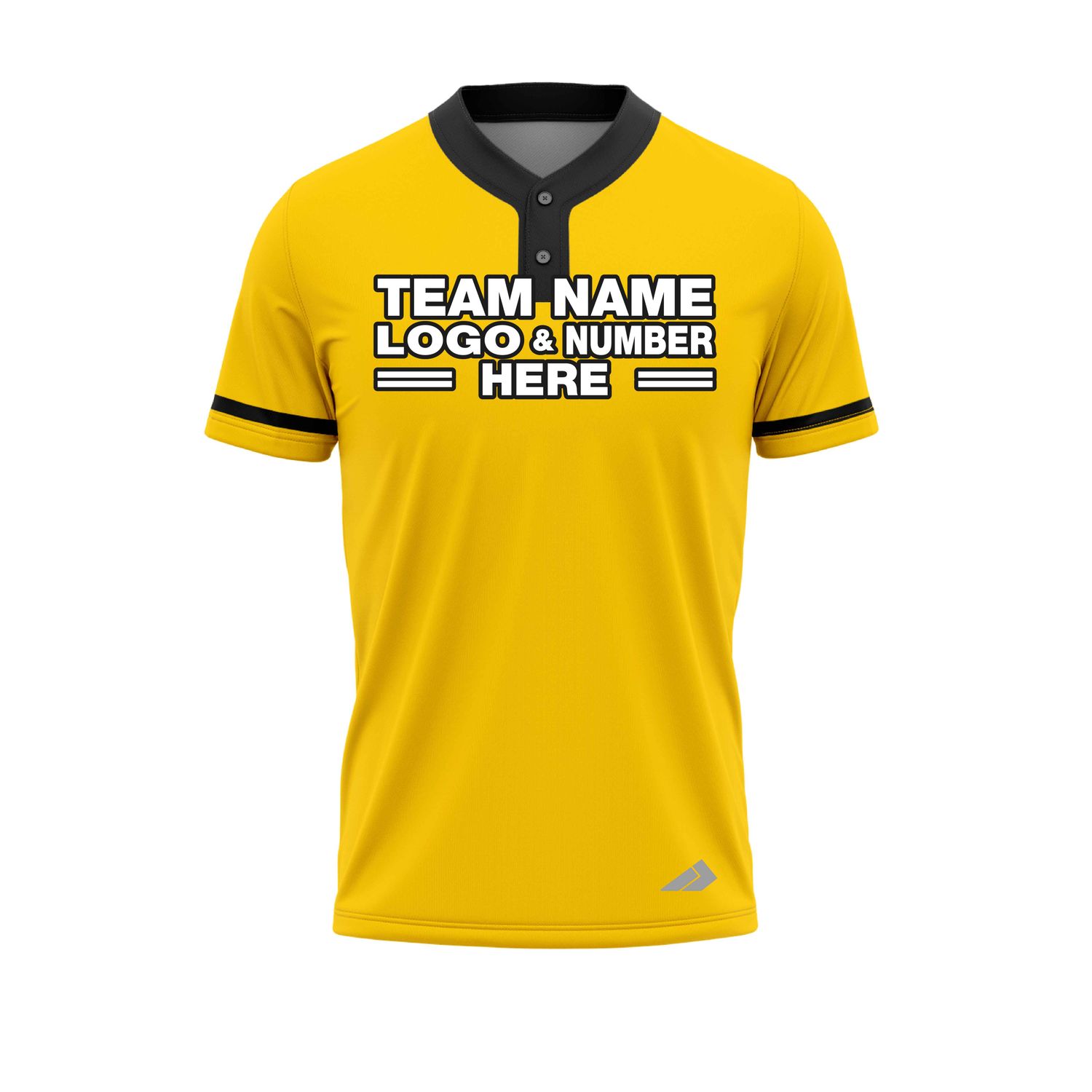 Custom Fully Sublimated Solid Four Pattern Yellow Black Performance Baseball Softball Two Buttons Jersey 25056