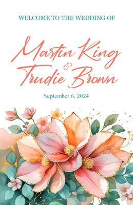 Coral and Green Program Cover Digital download