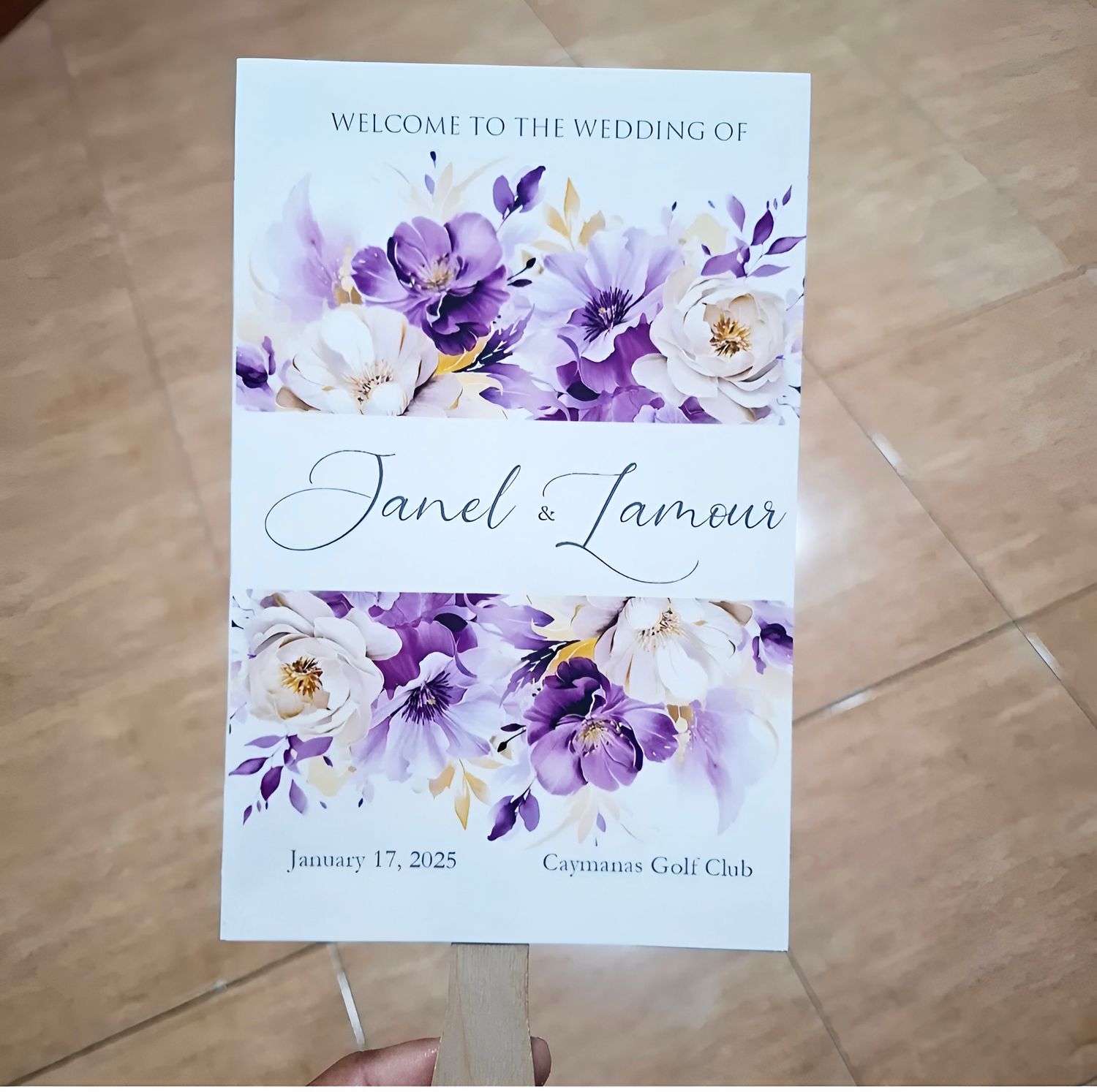 Purple Floral Hand Fan