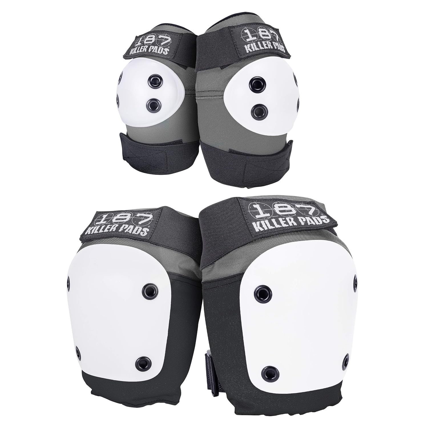 187 Killer Pads Knee Pads, Elbow Pads Combo Pack, Grey