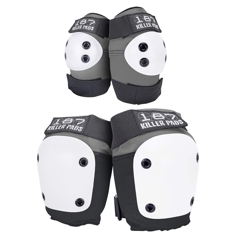 187 Killer Pads Knee Pads, Elbow Pads Combo Pack, Grey