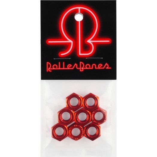 RollerBones 8pk axle nuts, COLOR: RED