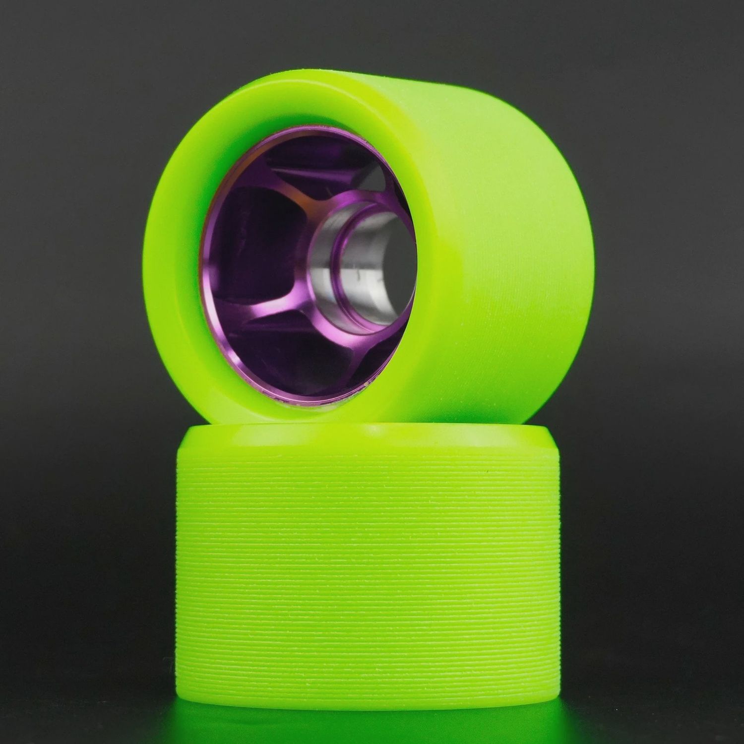 BONT Royal Assassin Indoor UV Roller Skate Wheels, SIZE, COLOR &amp; HARDNESS: 63 BY 44MM FLURO GREEN/UV/PURPLE 96A