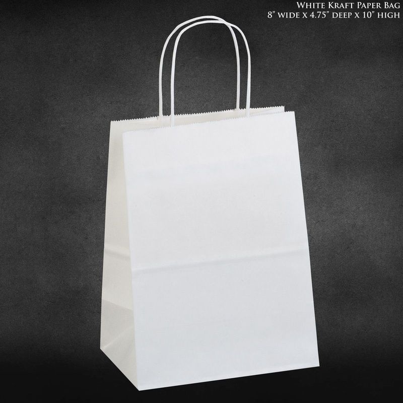 8"X4.75"X10.5" WHITE SHOPPING BAGS