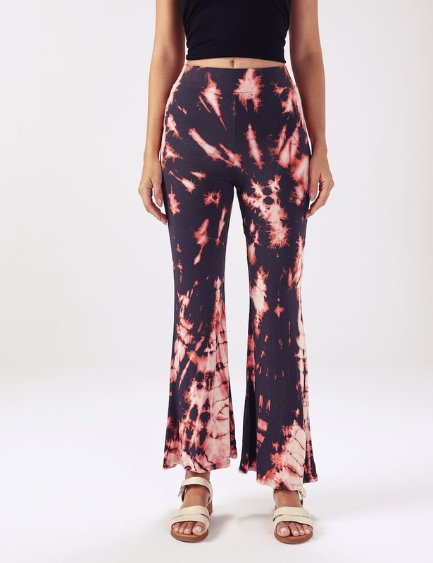 Tie Dye Leggings - Grey-Red