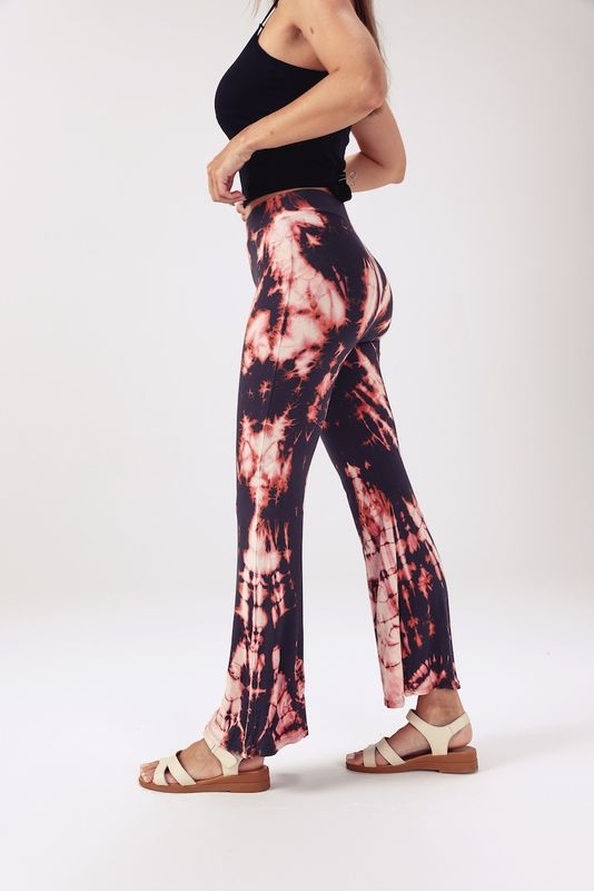 Tie Dye Leggings - Grey-Red