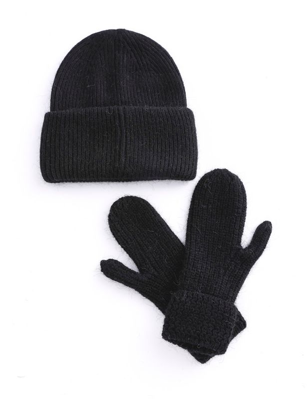 Hat Mitten Set -118 Black
