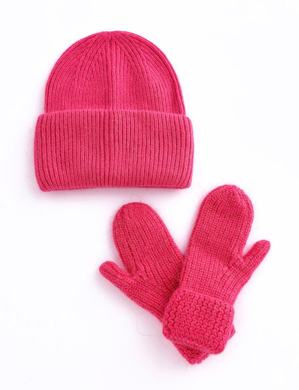 Hat Mitten Set -118 Fuchsia