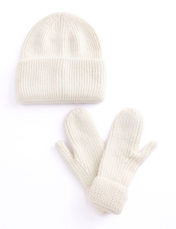 Hat Mitten Set -118 White
