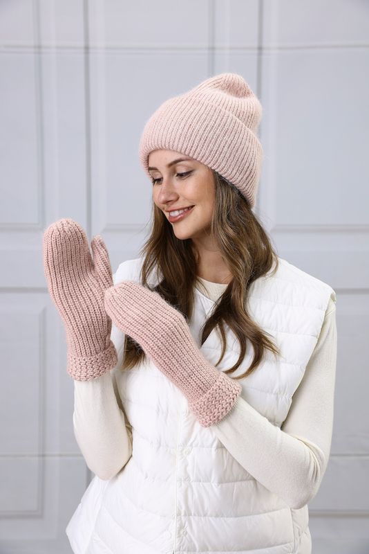 Hat Mitten Set -118 Peach