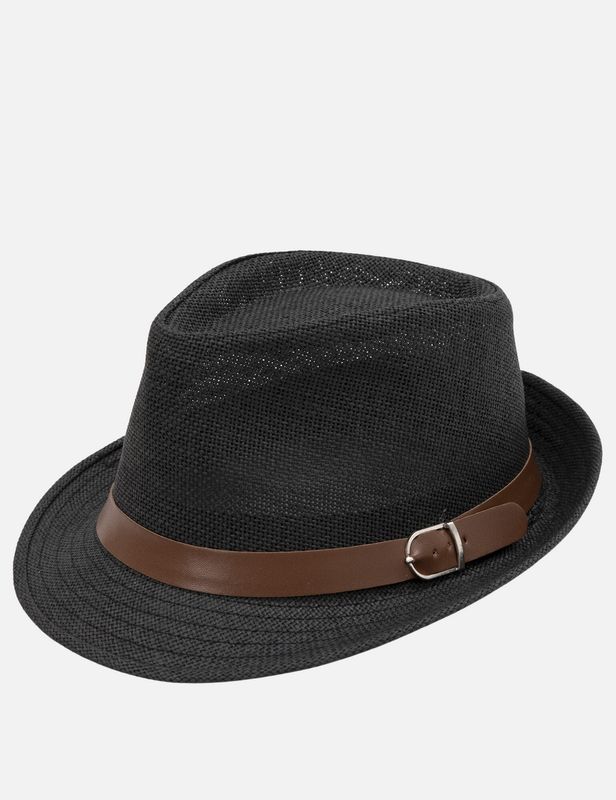 SH040-Sun Fedora Hat -  Black