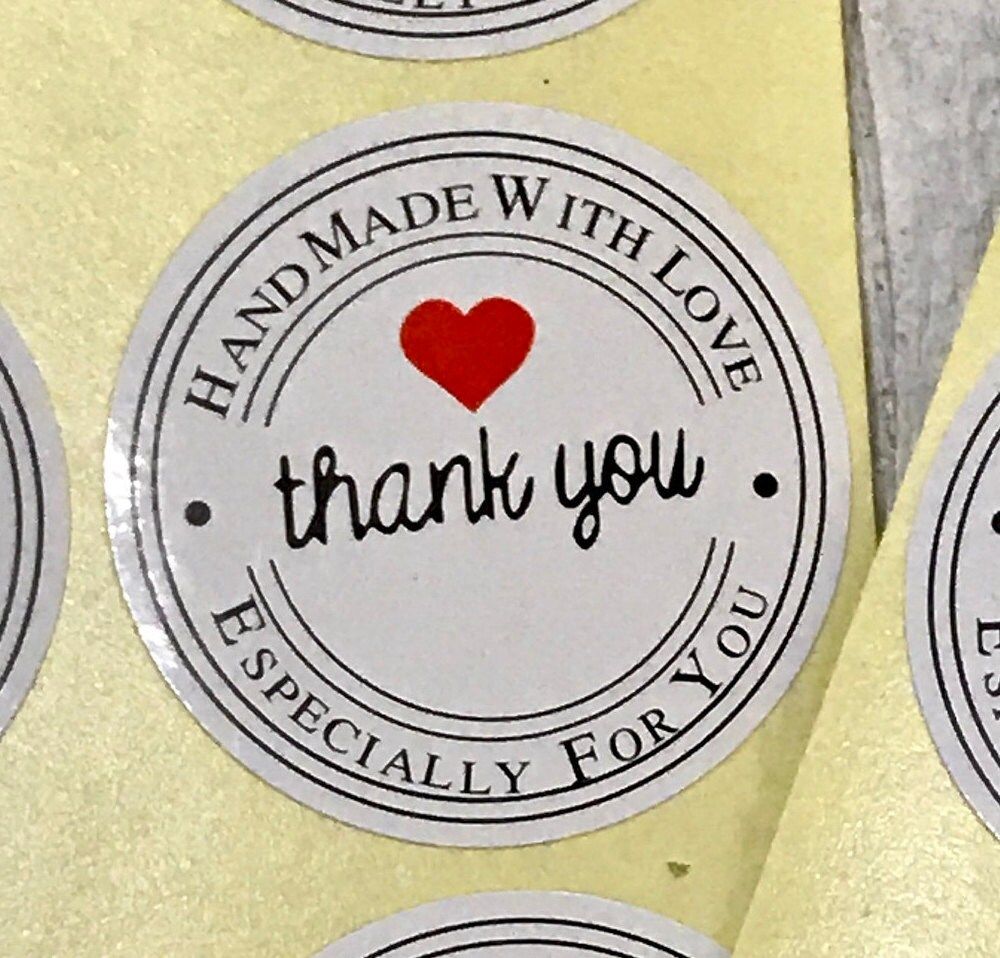 Thank You Handmade White Stickers, Especially For You Stickers, Product/Packaging labels, Small Business Sticker 1.5" Round label