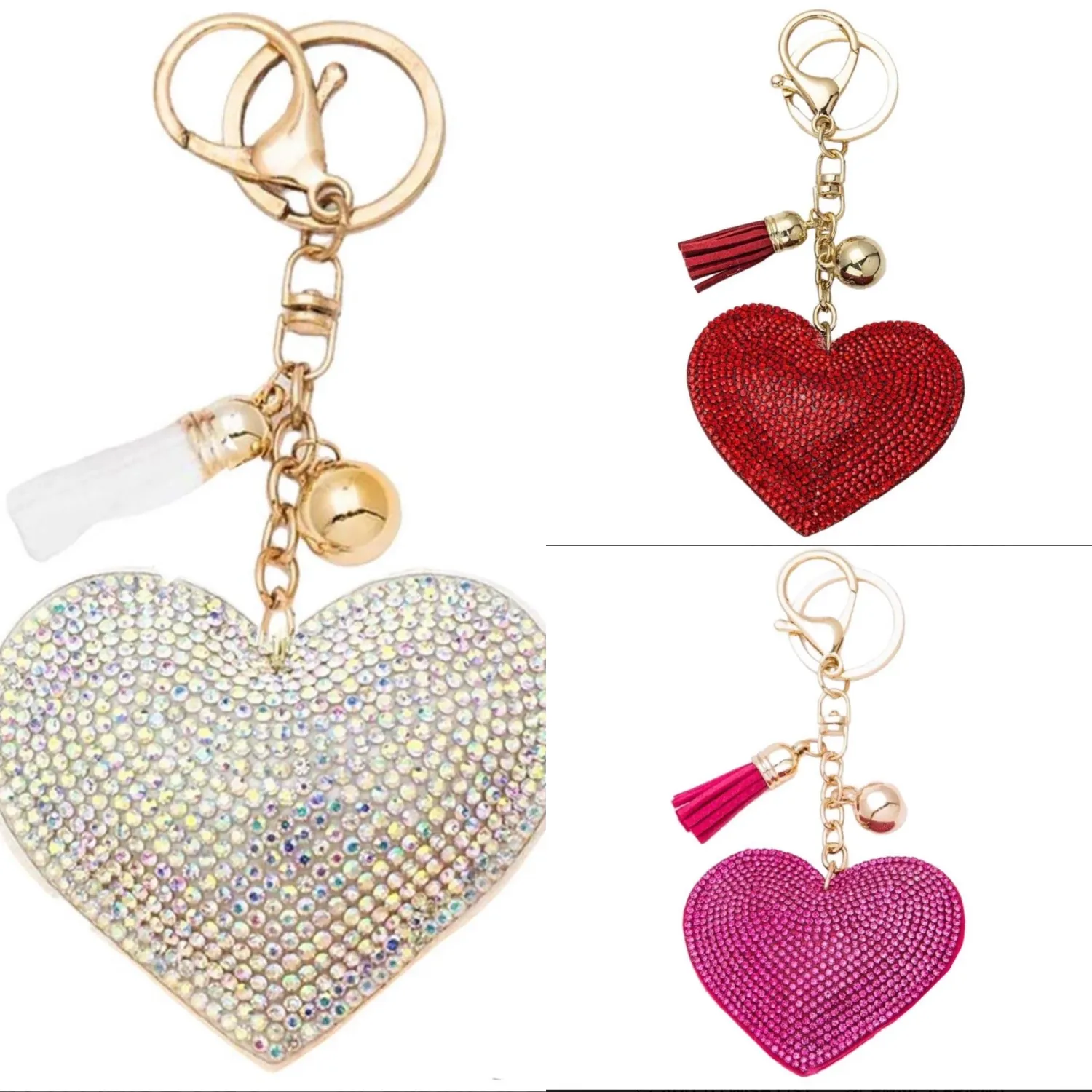 Heart Keychain, Bling Rhinestone Fob, Homecoming Mum Trinket, Band Gift, Clip Tassel, State of Texas Accessory