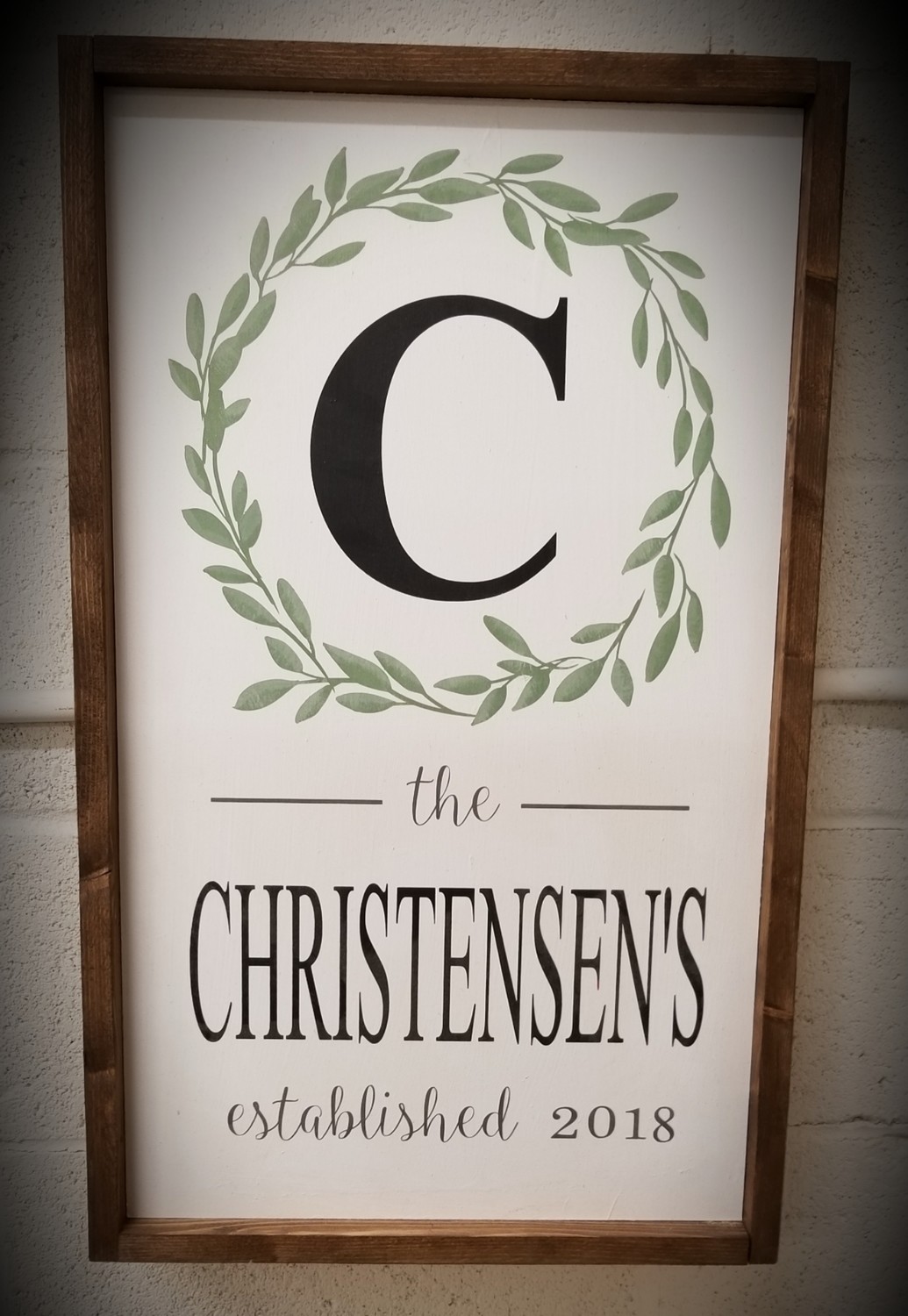 INITIAL ESTABLISHED SIGN W/ WREATH(14 x 24&quot;)-P