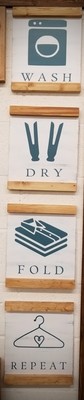SET OF 4 SCROLL LAUNDRY SIGNS (4@ 10 x 12" ea)-*